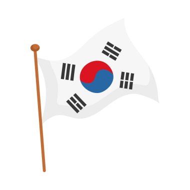 Beyaz arkaplanda Kore bayrağı simgesi