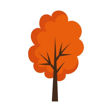 Beyaz arka plan üzerinde sonbahar ağaç simgesiyle