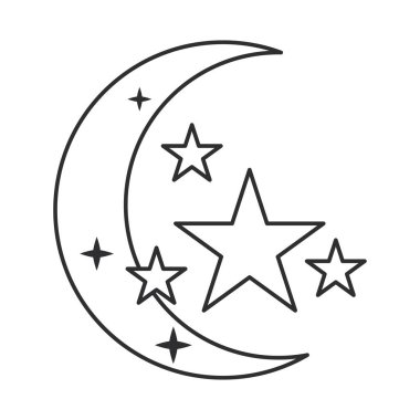 stars and moon on white background