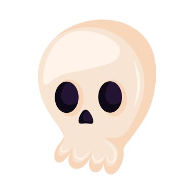 beyaz arkaplanda karikatür kafatası simgesi