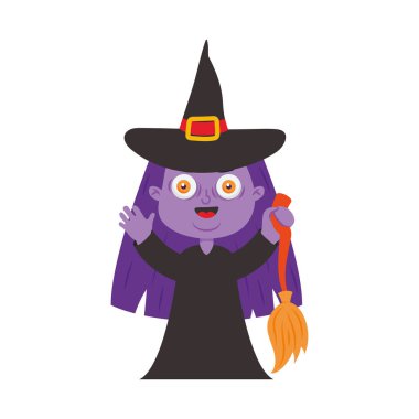 cartoon witch icon on white background