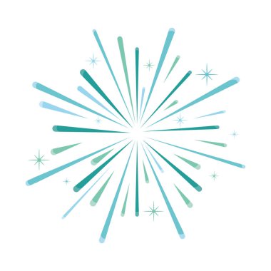 blue firework burst with stars on white background