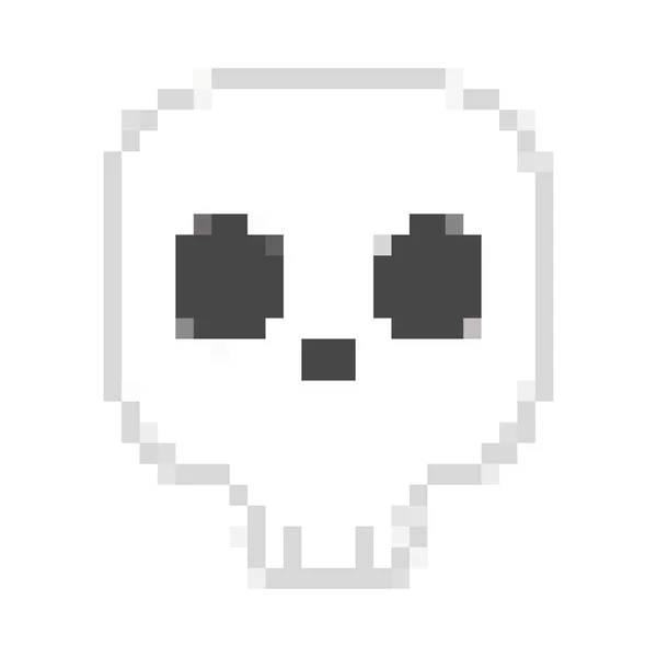 Pixel Skull Icon White Background — Vettoriale Stock