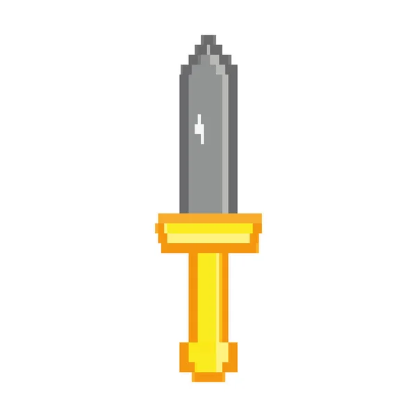 Pixrl Sword Icon White Background — Vetor de Stock