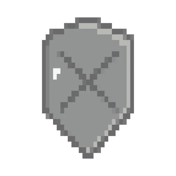 Pixel Shield Icon White Background — 图库矢量图片