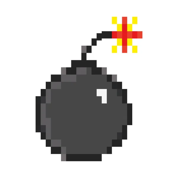 Піксельна Іконка Бомби Білому Тлі — стоковий вектор