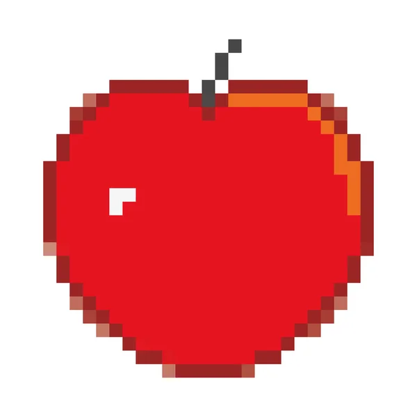 Pixel Apple Icon White Background — ストックベクタ