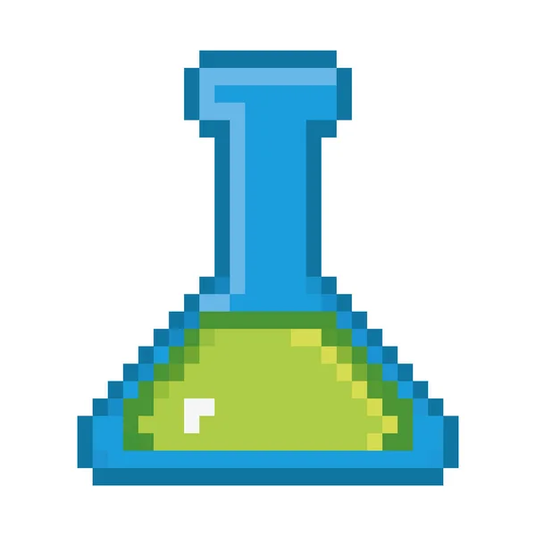 Pixel Chemical Flask White Background — Stockový vektor