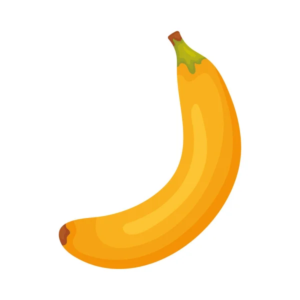 Banana Icona Frutta Sfondo Bianco — Vettoriale Stock