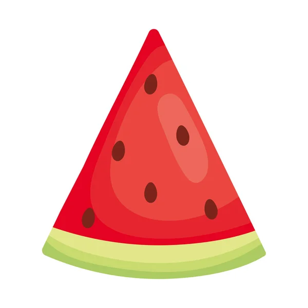 Wassermelone Scheibe Symbol Auf Weißem Hintergrund — Stockvektor
