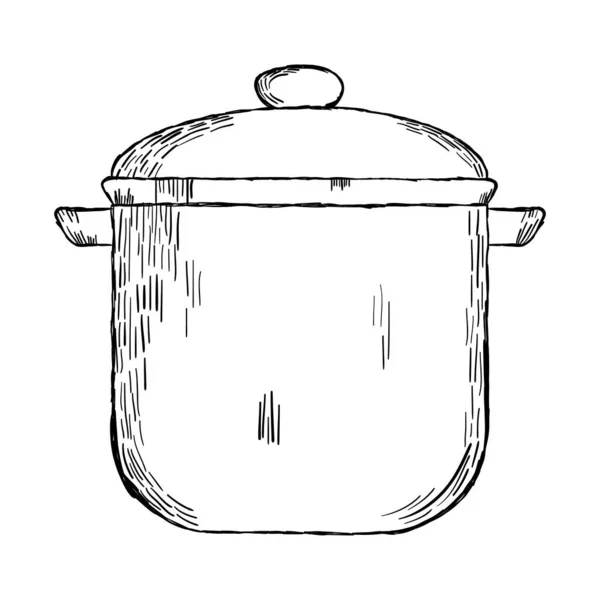 Μαγείρεμα Εικονίδιο Κατσαρόλα Λευκό Φόντο — Διανυσματικό Αρχείο