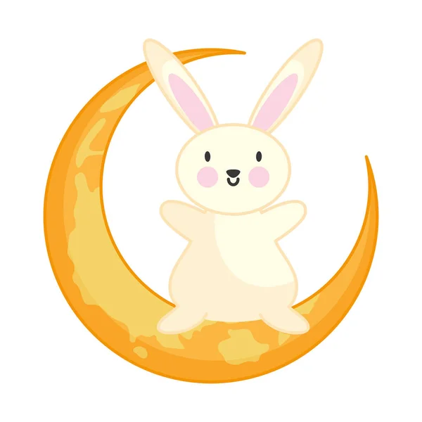 Moon Rabbit Icon White Background — Archivo Imágenes Vectoriales