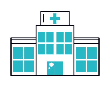hospital bulding icon on white background