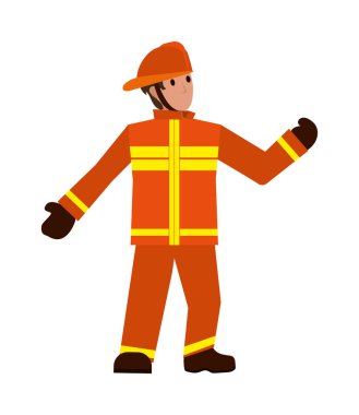 cartoon fireman standing on white background