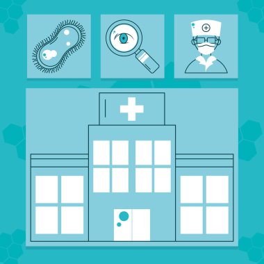 medical research icon set design