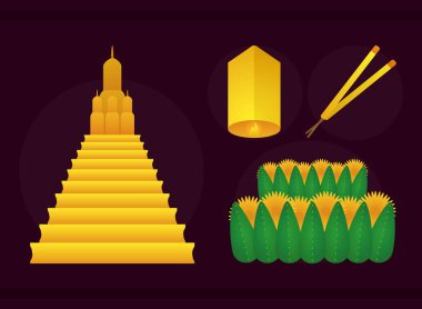icon set of loy krathong