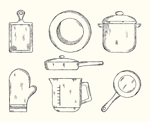 Utensilios Cocina Icono Colección Diseño — Vector de stock