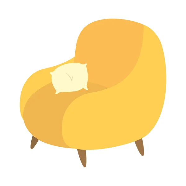 Yellow Armchair White Cushion — Stock Vector