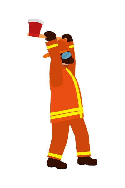 Cartoon Fireman Holding — стоковый вектор