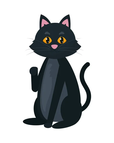 Black Cat Icon White Background — Stock Vector