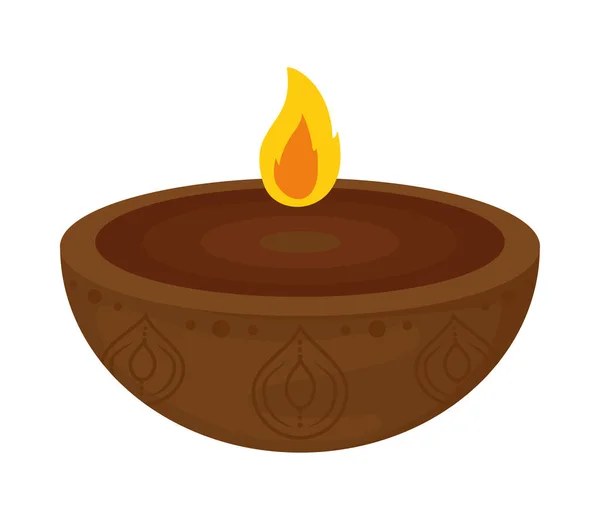 Wooden Diya Icon White Background — Vector de stock