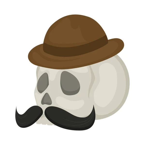 Mustache Skull Icon White Background — Stock Vector
