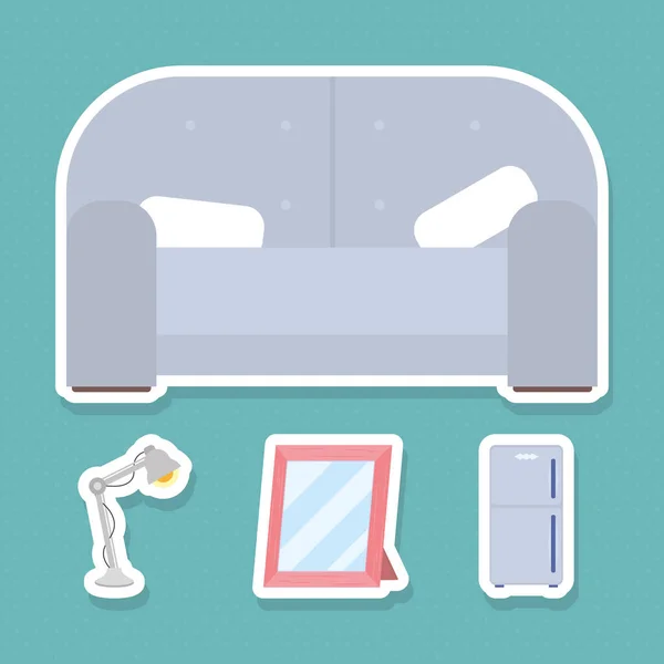 Home Objects Icon Set Blue Background — Stockvektor