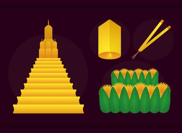 Icon Set Loy Krathong — 图库矢量图片