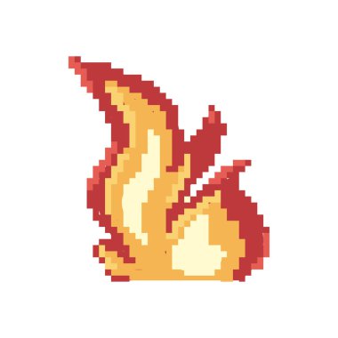 beyaz üzerine düz pikselli alev