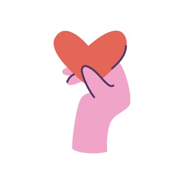 bembeyaz bir kalbe karşı düz bir el.