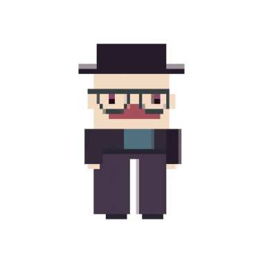 Sevimli, düz 8-bit beyaz adam