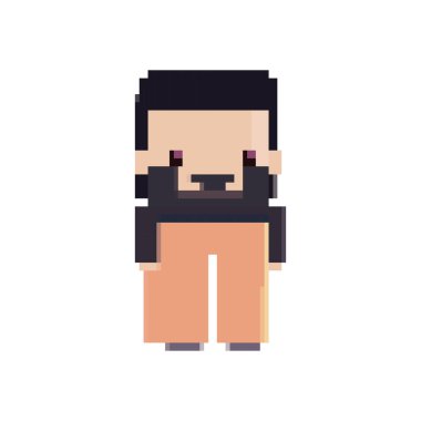 Sevimli düz 8-bit beyaz adam