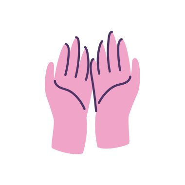 Düz pembe eller beyazın üzerinde