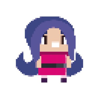 Düz 8-bit kadın tasarımı beyaz üzerine
