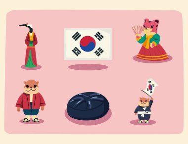 Düz Güney Kore ürünleri seti