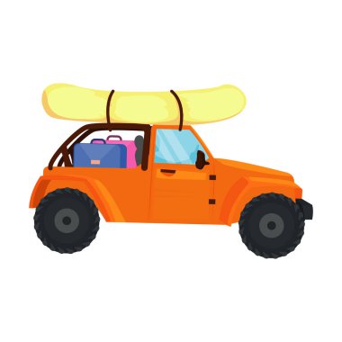 beyaz üzerinde bagaj olan turuncu araba.