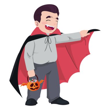 Dracula kostümlü çocuk beyazın üstünde