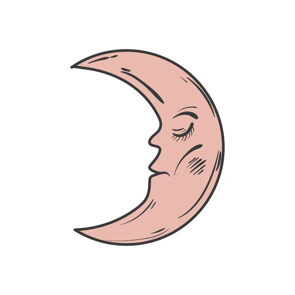 白い上に平らなタロット月のデザイン — ストックベクタ