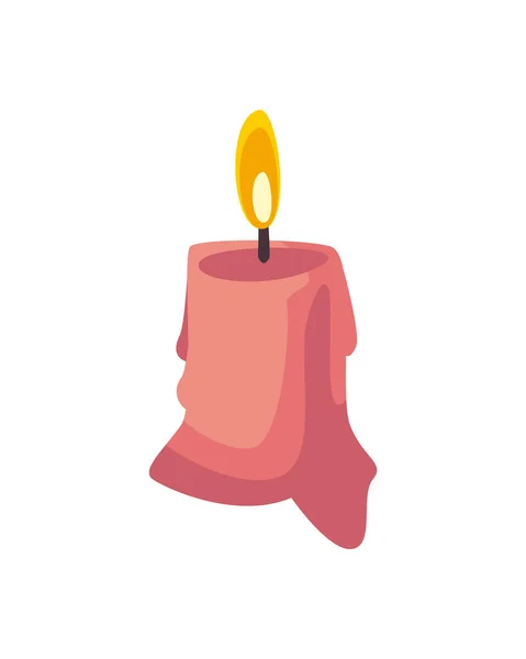 Плоска Рожева Свічка Над Білим — стоковий вектор