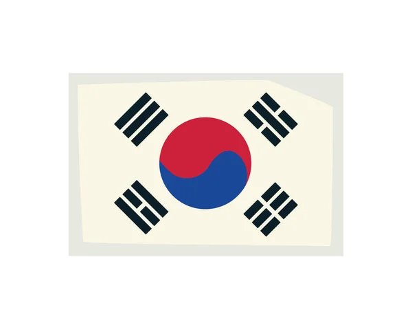 Bandeira Sul Coreana Plana Sobre Branco — Vetor de Stock