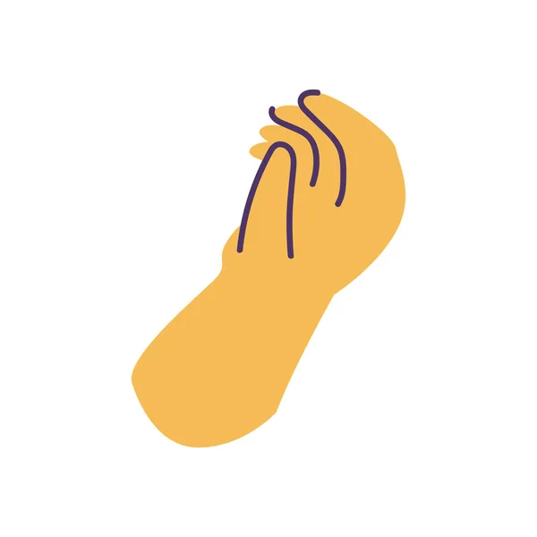 白の上に平らな黄色の手 — ストックベクタ