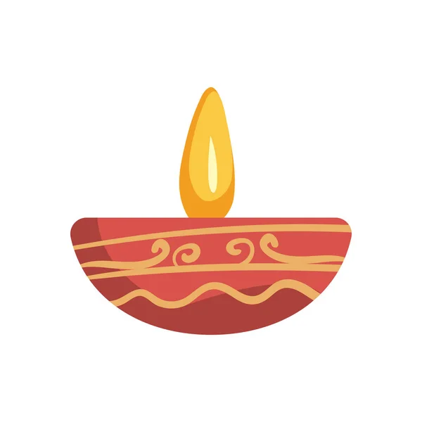Flat Orange Diwali Candle White — Stock Vector
