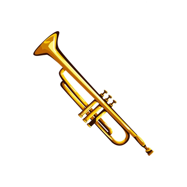 Düz Gerçekçi Trompet Beyaz Üzerine — Stok Vektör