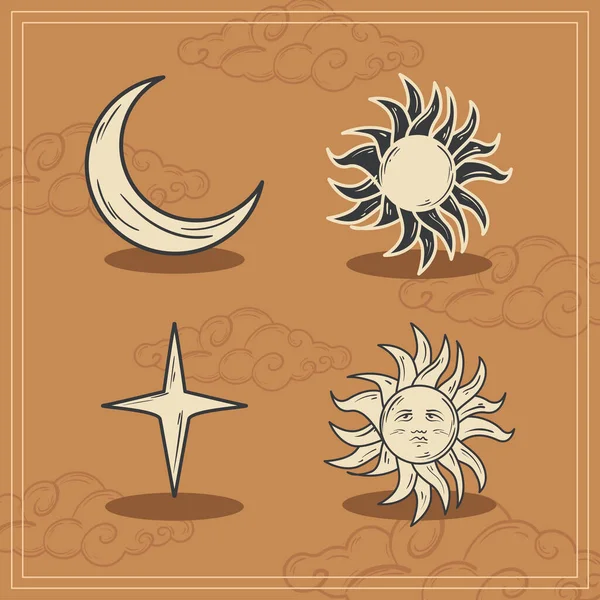 Set Von Vier Flachen Astrologie Ikonen — Stockvektor