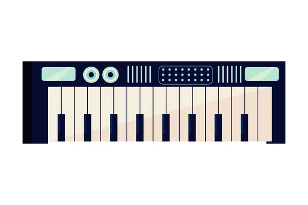白の上に黒い電気ピアノ — ストックベクタ
