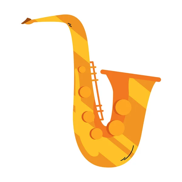 Zlatý Světlý Saxofon Nad Bílou — Stockový vektor