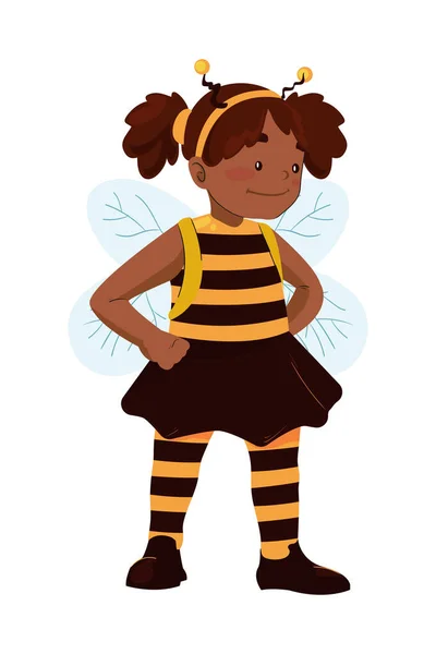 Niño Con Traje Abeja Sobre Blanco — Vector de stock