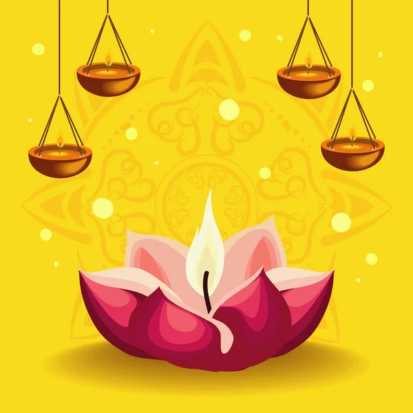 Diwali节设计与蜡烛 — 图库矢量图片