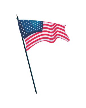 Düz ABD bayrağı beyaz üzerinde