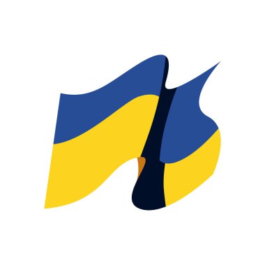 Düz Ukrayna bayrağı beyaz üzerine